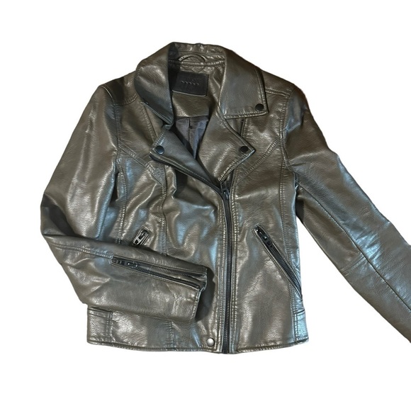 Blank NYC Dark Gray Faux Leather Moto Biker Jacket Size XS Nordstrom Zipper - Picture 5 of 13